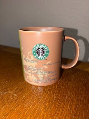 2006 Starbucks 18 oz Manolo Coffee Bean Origin Story Africa Map ceramic mug